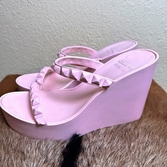 Carmen Sol $225 Tonino Studded Platform Jelly Wedge Euro 49 US 10 Baby Pink READ - Picture 1 of 7